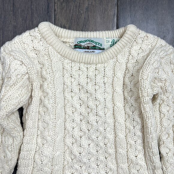 Aran Crafts Irish Knit Merino Wool Crew Neck Sweater - Picture 3 of 4